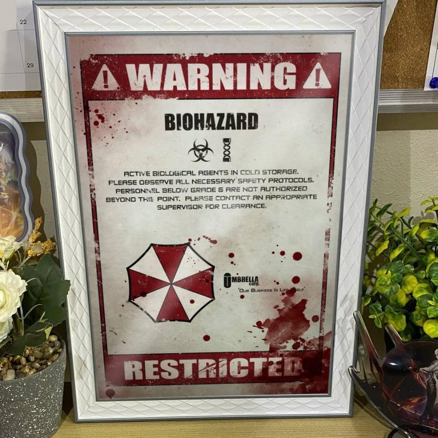 بوستر تحذير أمبريلا رزدنت ايفل - poster warning Umbrella resident evil