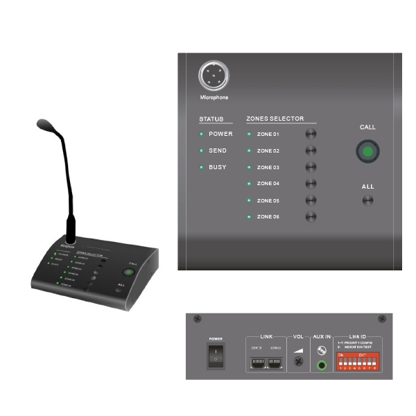 لاقطة نداء ماكسمين مكتبية مع تحكم 6 زون MG-6000MTRX