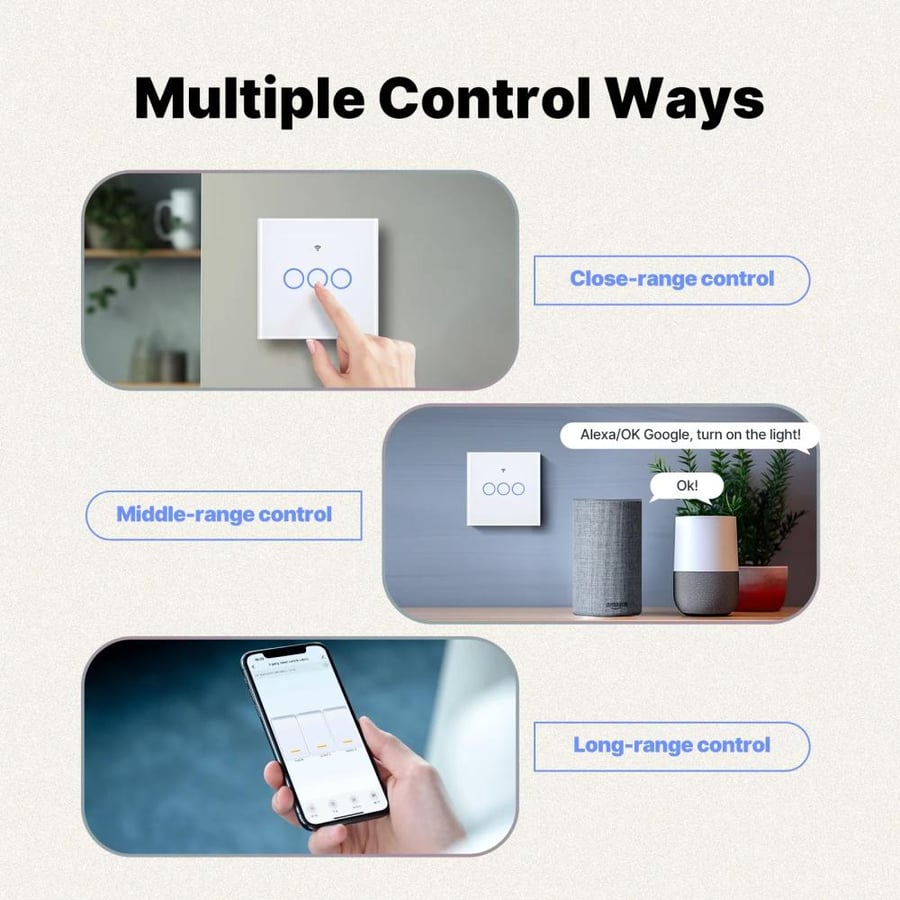 Smart glass Zigbee lighting key control via app and voice