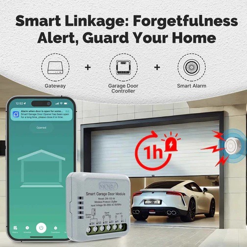 مفتاح تحكم ذكي لباب الكراج ZigBee – وحدة فتح وإغلاق باب المرآب عبر الجوال مع Alexa وGoogle Home وتطبيق Smart Life