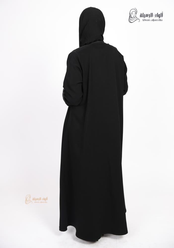 الظهر الانسيابي لقماش الكريب الإندونيسي لقصة عباية نص كلوش سوداء