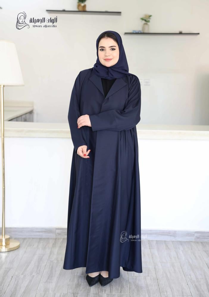 عباية كحلي فخمة بقماش كريب اندونيسي