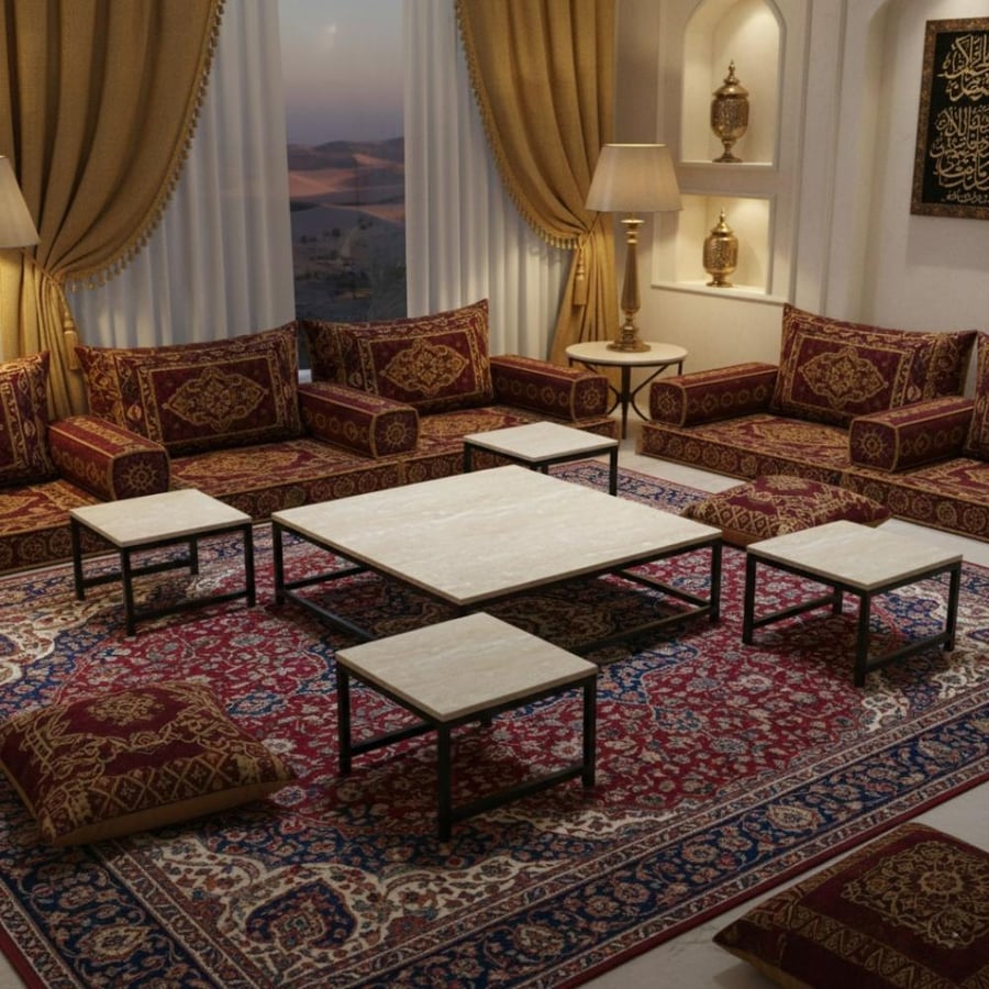 طقم طاولات خدمة مربعة بتصميم بسيط يألوان مختلفة