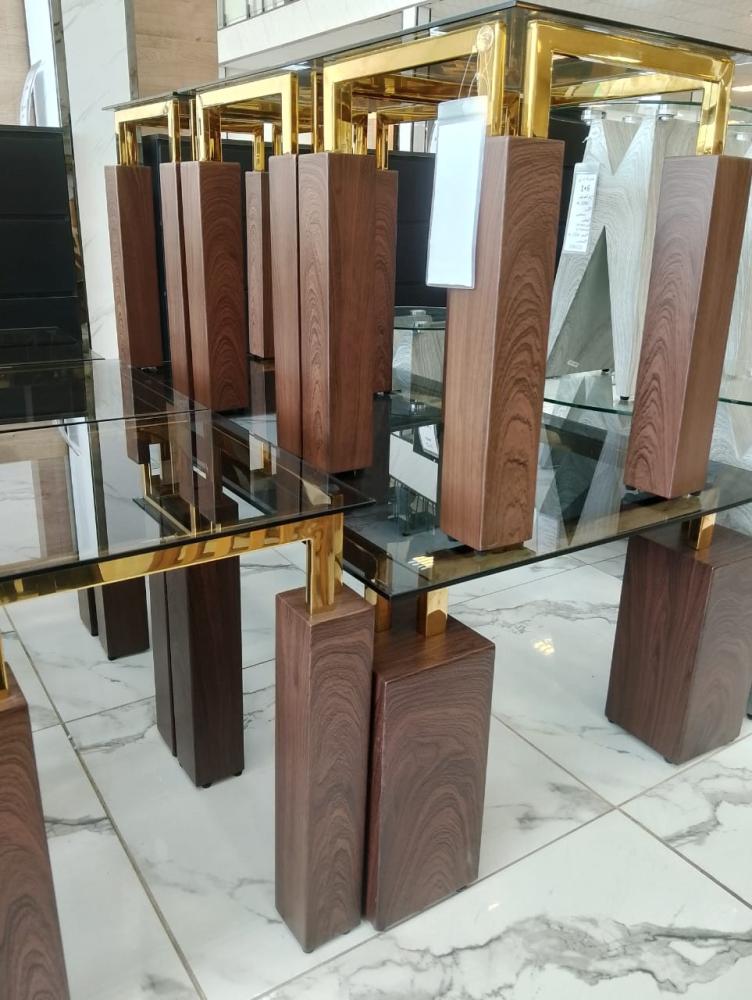 طقم طاولات خدمة زجاج بتصميم مستطيل عملي