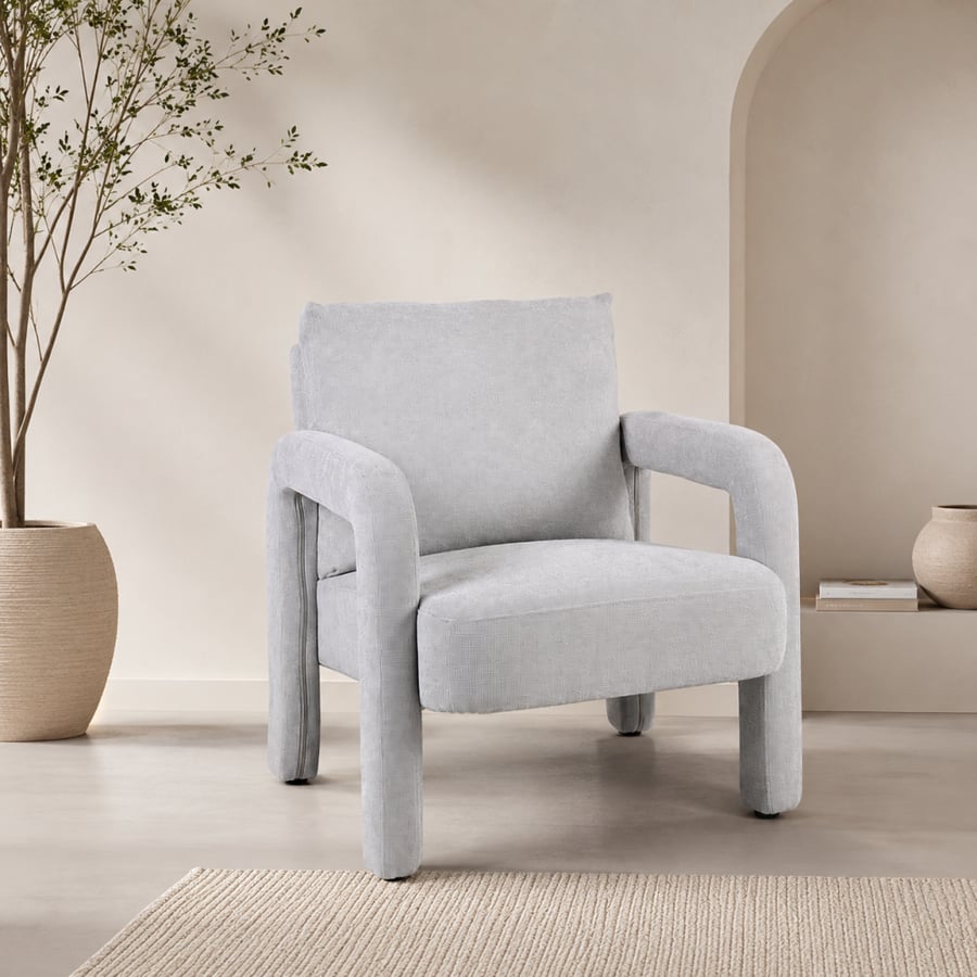 كرسي مفرد قماش بتصميم أنيق لون رمادي فاتح