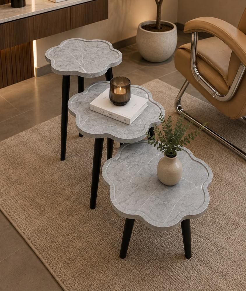طقم طاولات خدمة مدرج 3 قطع بتصميم عصري