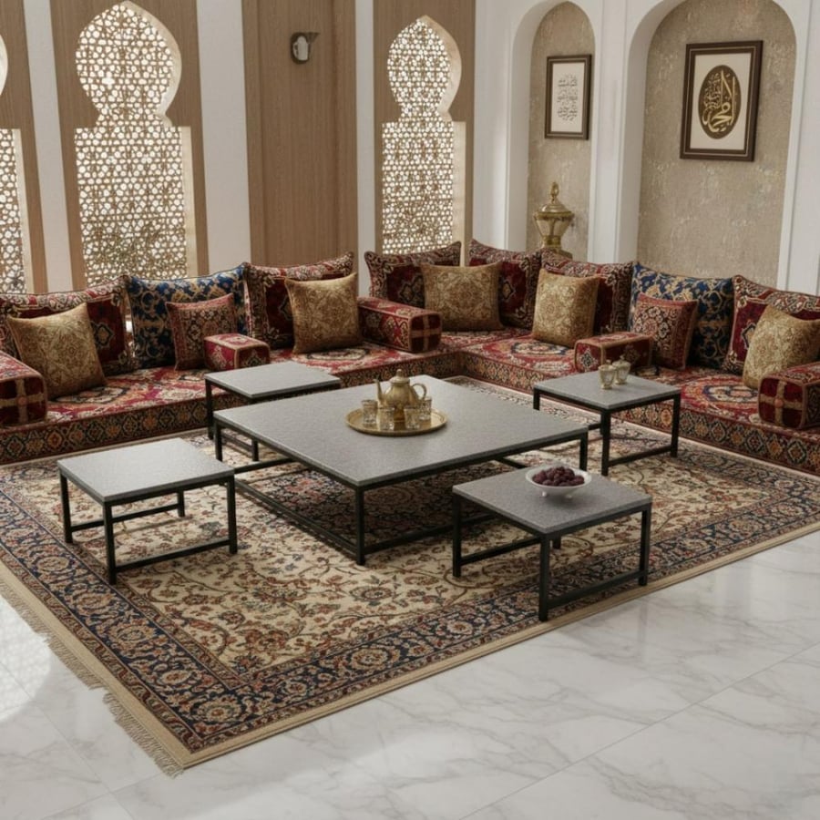 طقم طاولات خدمة مربعة بتصميم بسيط يألوان مختلفة