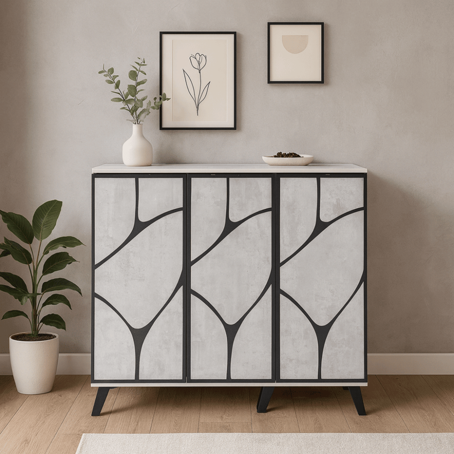 دولاب احذيه 3 باب بتصميم خشبي بالوان مختلفه