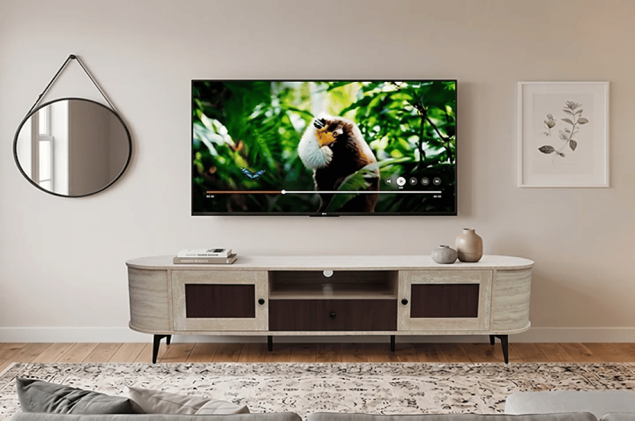 طاولة تلفاز بيج رخامي - تصميم انسيابي بنقوش دافئة - مقاسات مختلفه