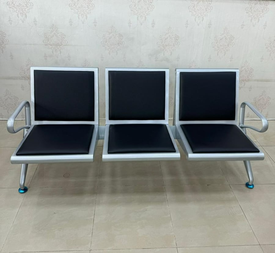 Office desk sofa with geometric design for 3 people in different colors