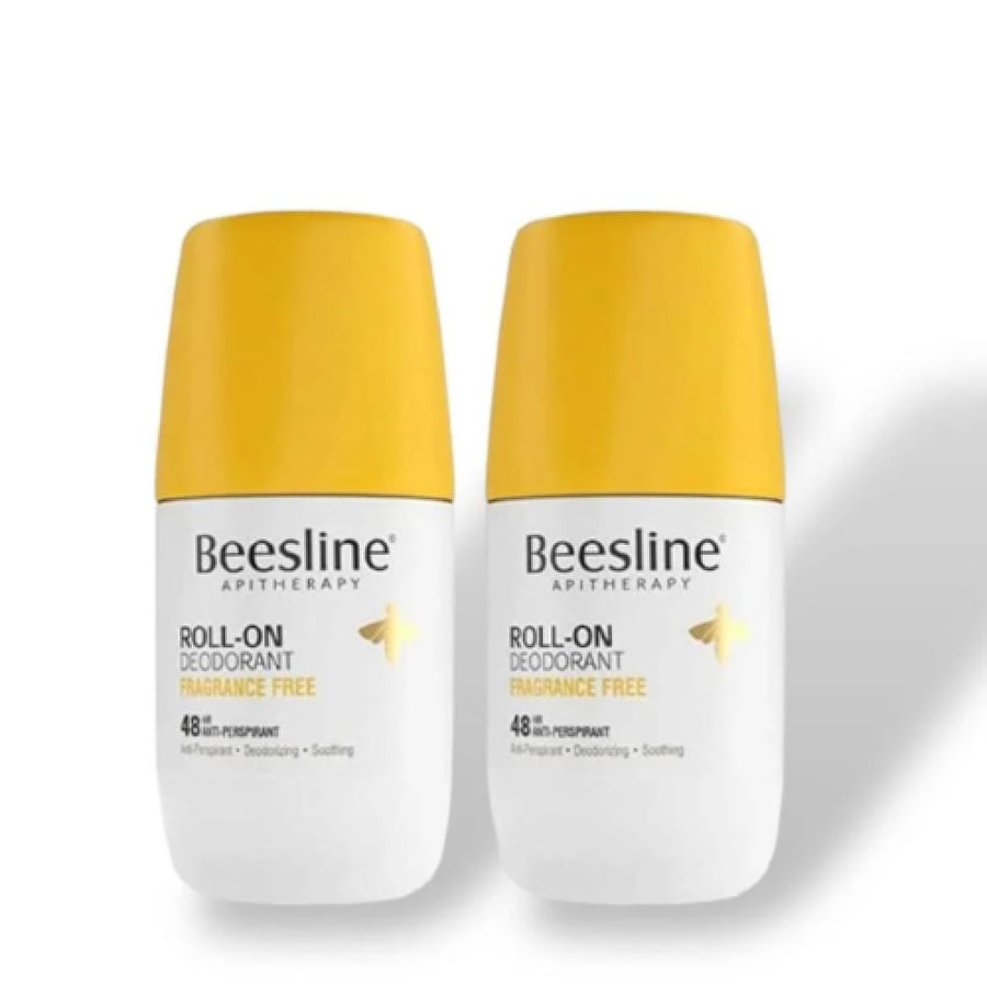 بيزلين - مزيل الرائحة الطبيعي رول اون خال من العطر  لتفتيح البشرة  - 1 + 1  - 50مل  - Beesline