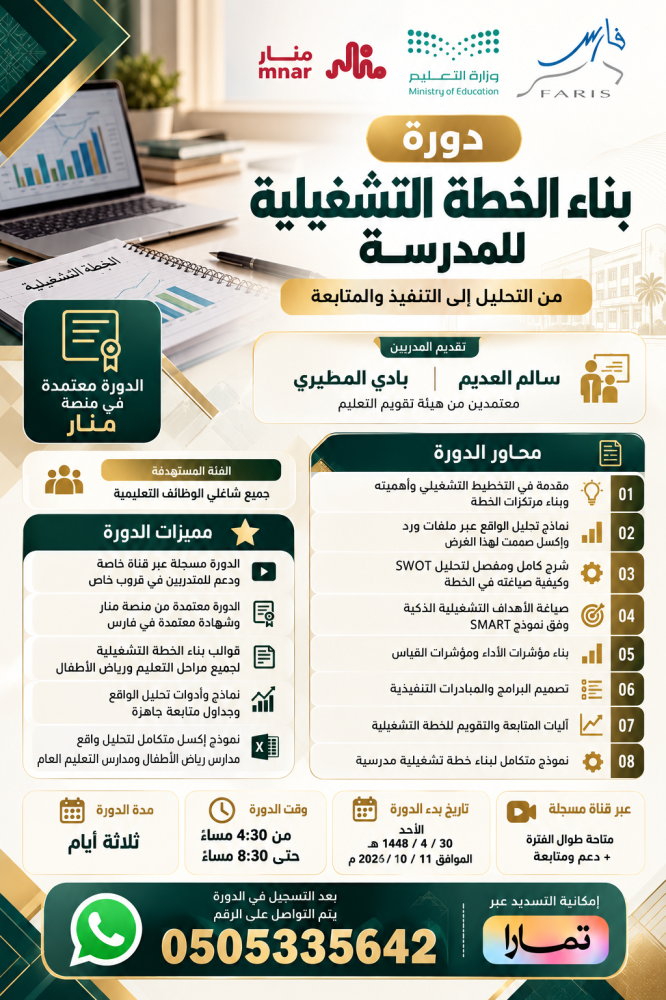 الخطة التشغيلية للمدرسة 13