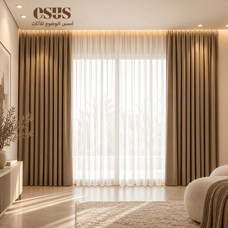 ستارة بيج مع شيفون أبيض بتصميم مودرن فاخر - خطين