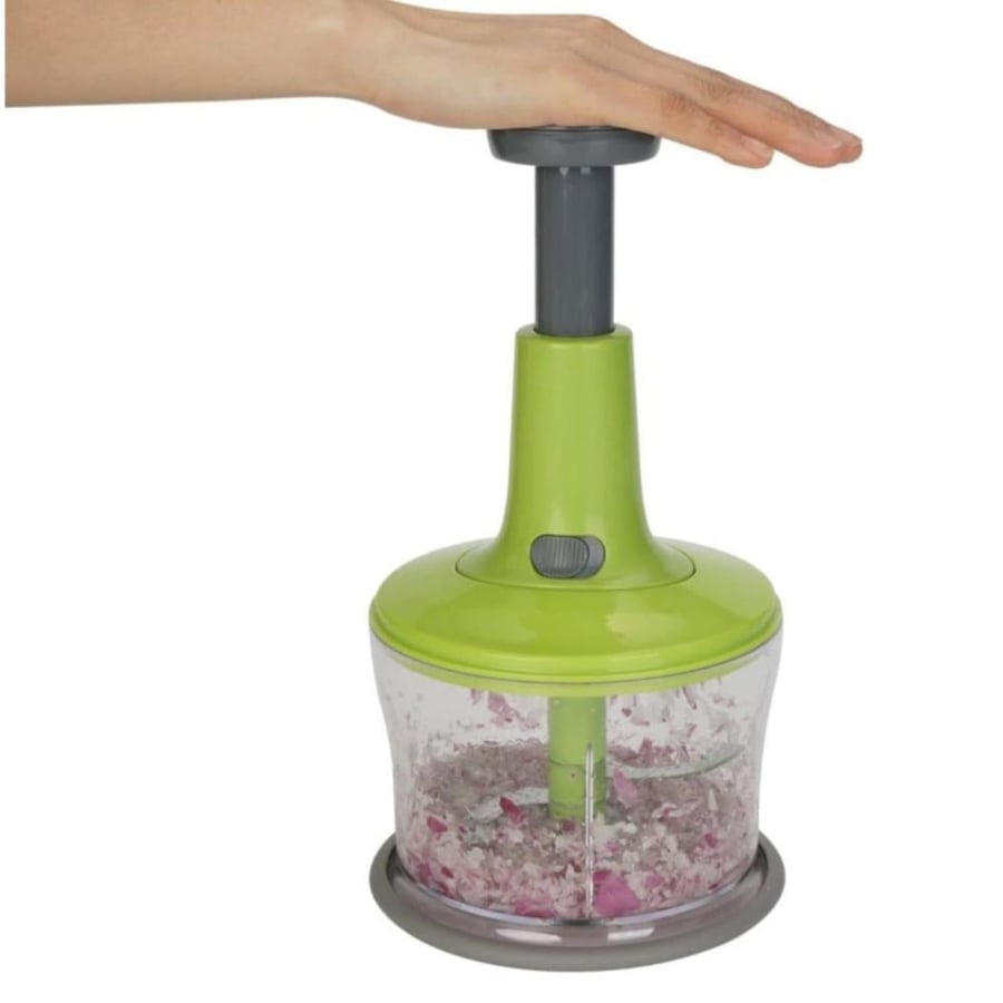 Handheld vegetable chopper with a press, round box 0485