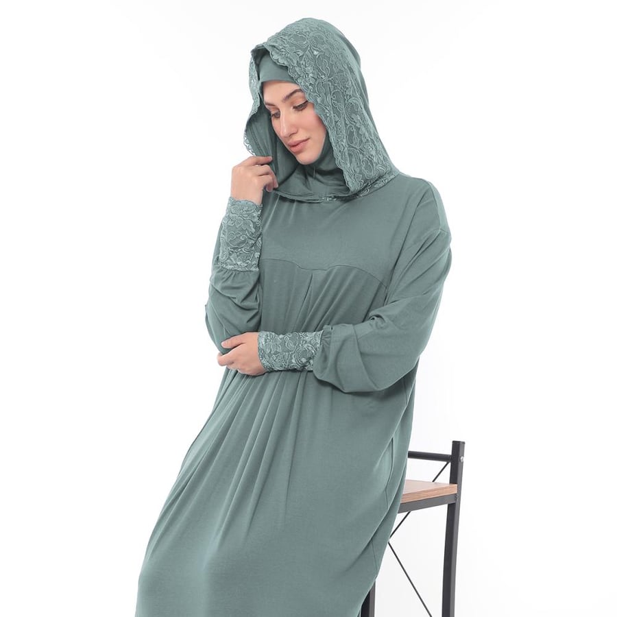 Safa'a cotton bed sheet with lace - Olive