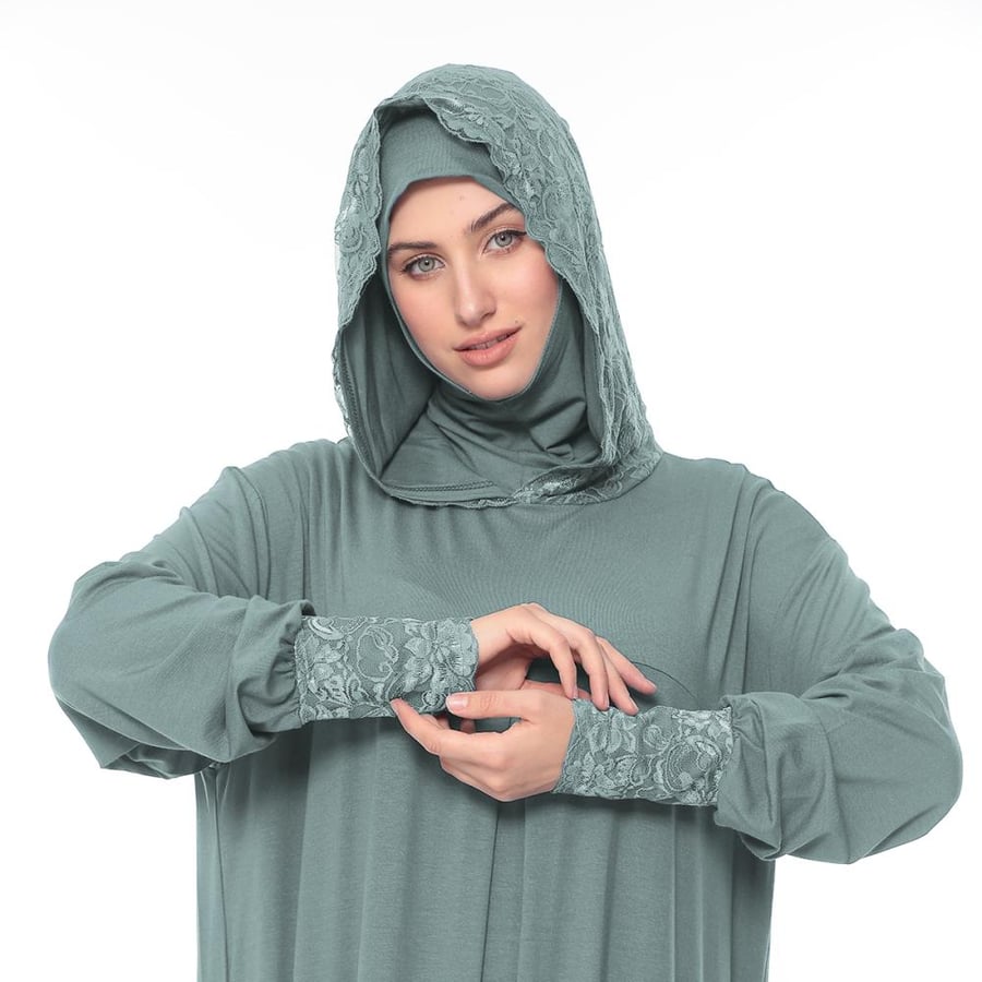 Safa'a cotton bed sheet with lace - Olive