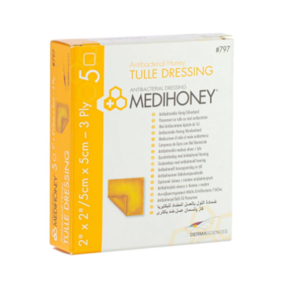 ضماد العسل الطبي مقاس 5 * 5 MEDIHONEY  Tulle Dressing