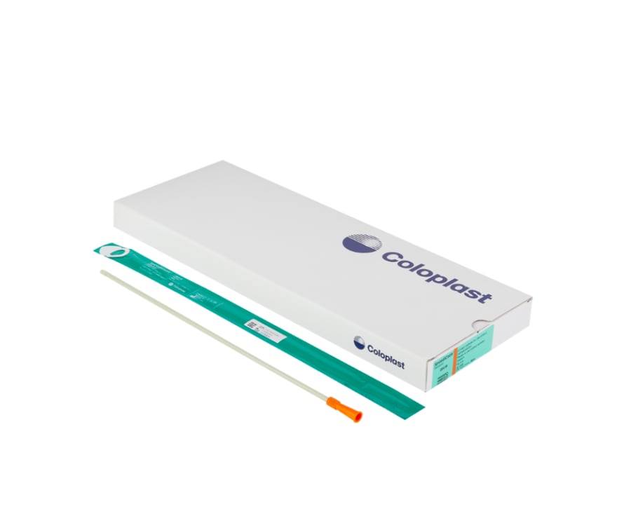 مقاس 10 / 28410 قسطرة مغطاة بمادة مزلقة جاهزة مع المحلول المزلق جمع البول رجالي Coloplast Speedicath compact
