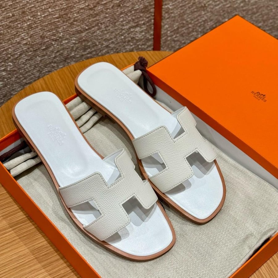 Hermès Oran white epsom sandals