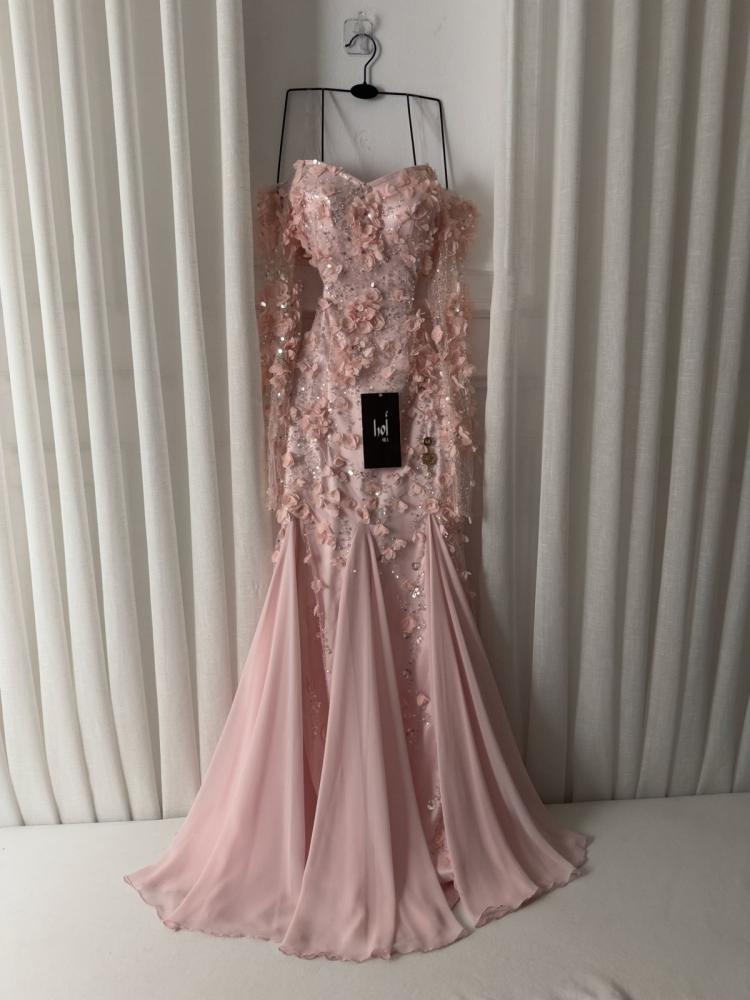 Pink dress, its inserts were made by a supplier of georgette