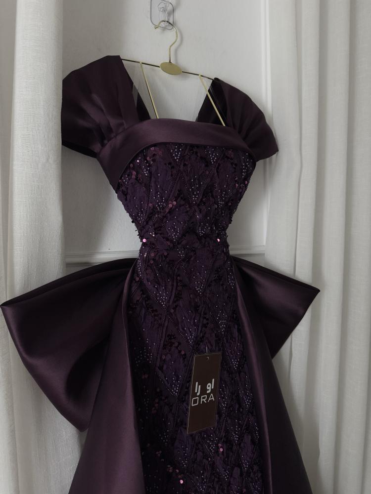 Mikado lace dress with a train, 4 colors
