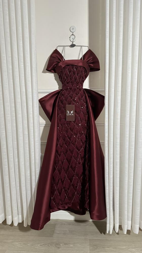 Mikado lace dress with a train, 4 colors