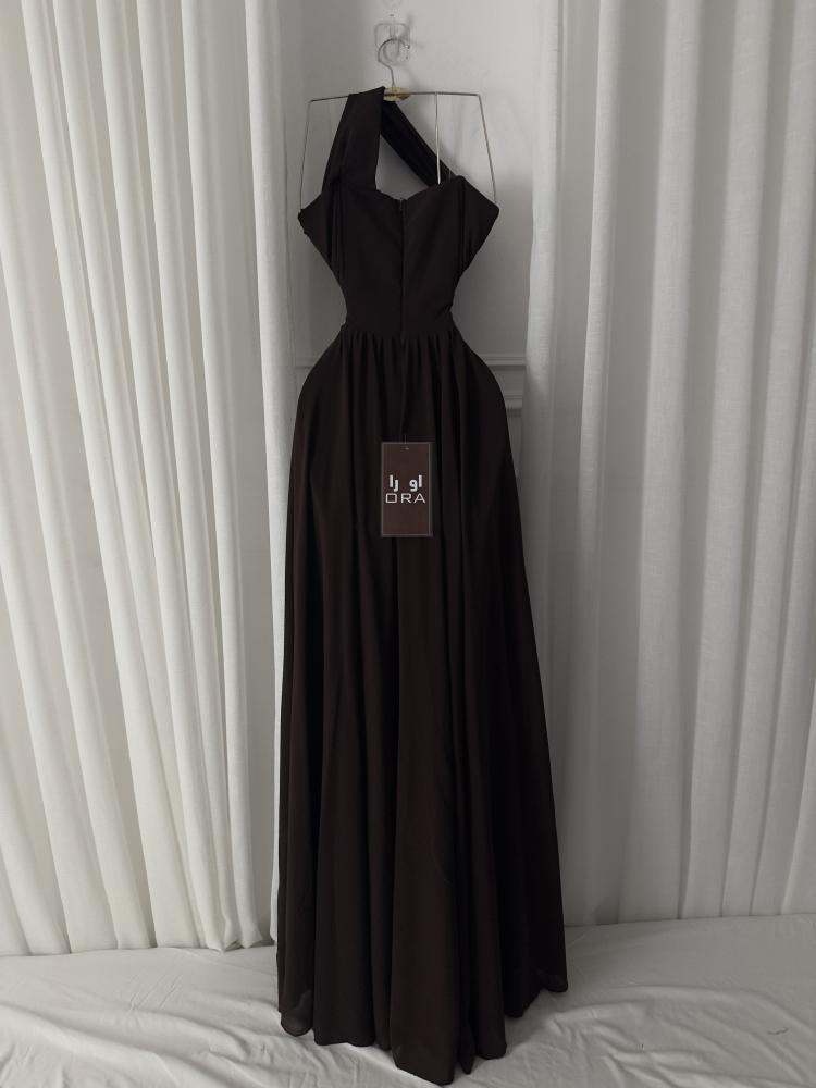 Mocha Georgette Pleated Dress