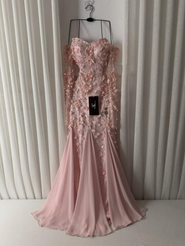 Pink dress, its inserts were made by a supplier of georgette