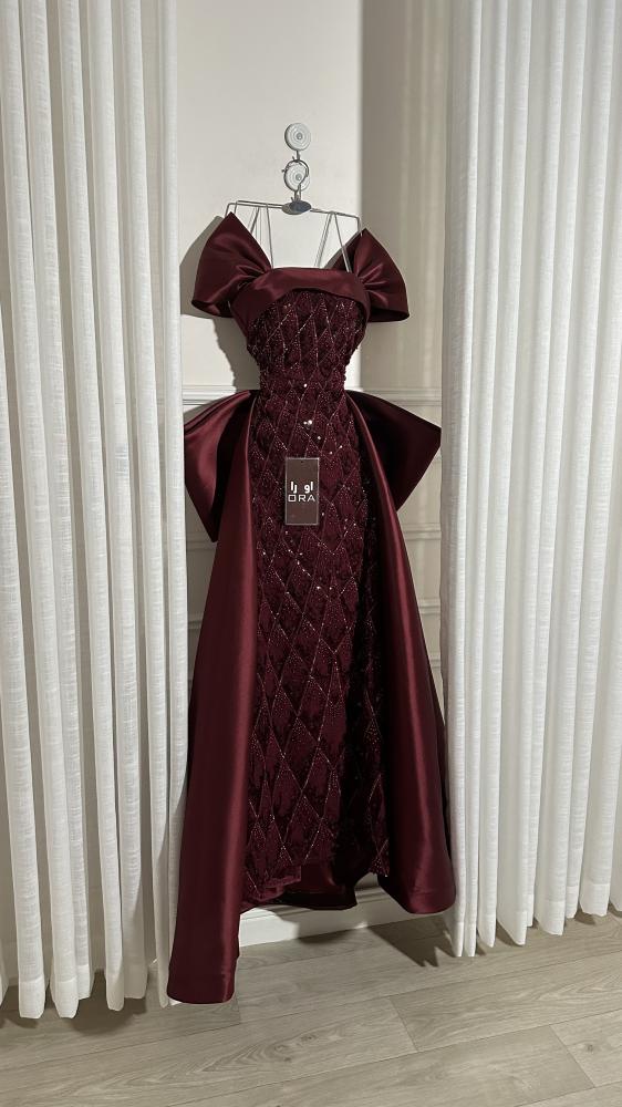 Mikado lace dress with a train, 4 colors