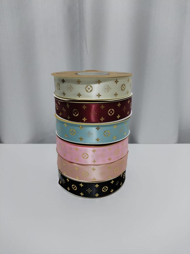 Satin printed strips 2.5 cm * 45 meters sky blue