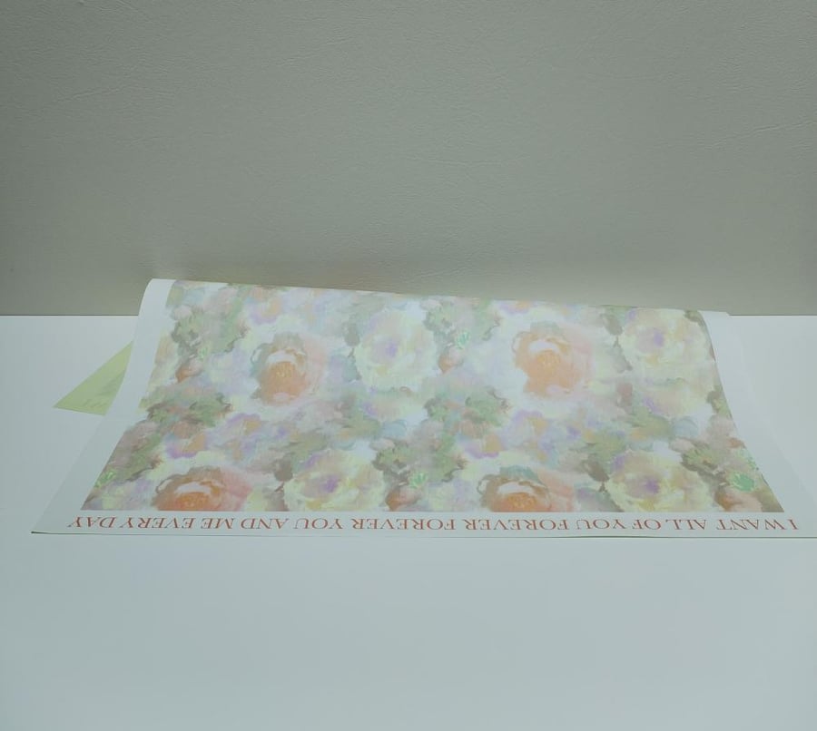 Decorative paper, 10 pieces, bag, floral pattern 52*52 beige
