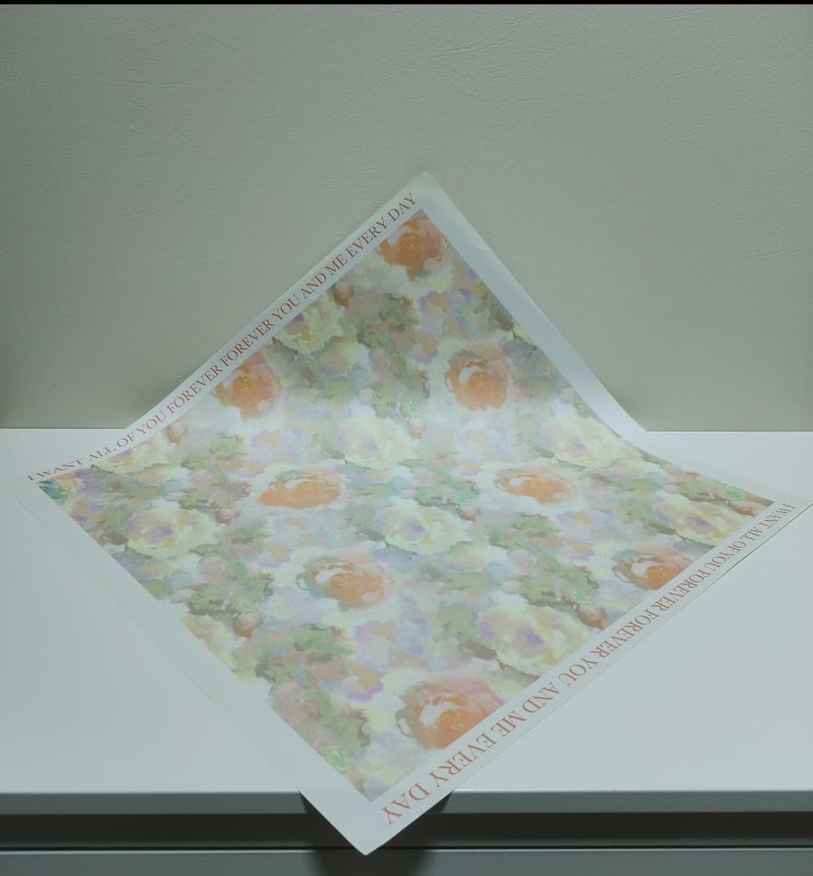 Decorative paper, 10 pieces, bag, floral pattern 52*52 beige