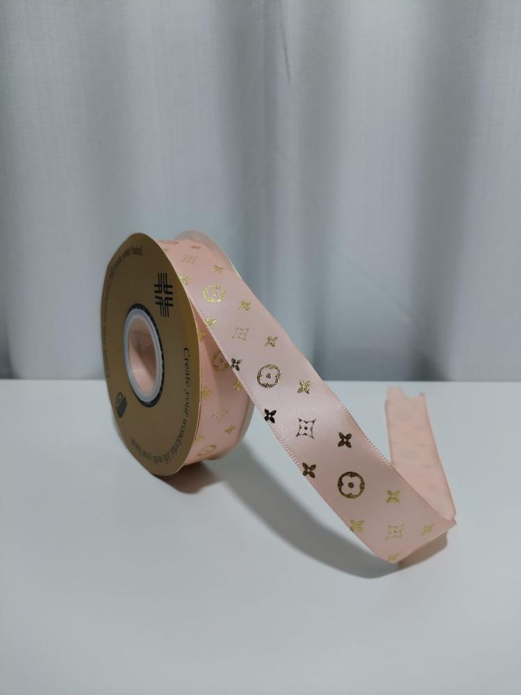 Satin printed strips 2.5 cm * 45 meters pink