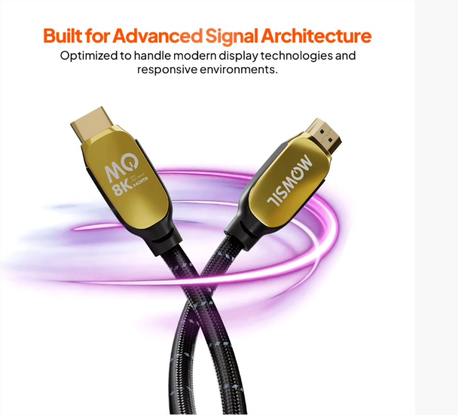 كابل توصيل HDMI فائقة السرعة بدقة 8K مع معيار 2.1 وطول 2 متر للشاشات والأنظمة المتقدمة
