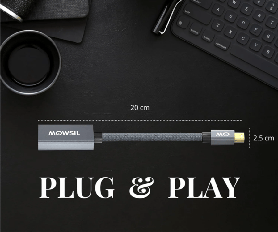 محول احترافي من Mini DisplayPort إلى DisplayPort لنقل الفيديو عالي الدقة للشاشات