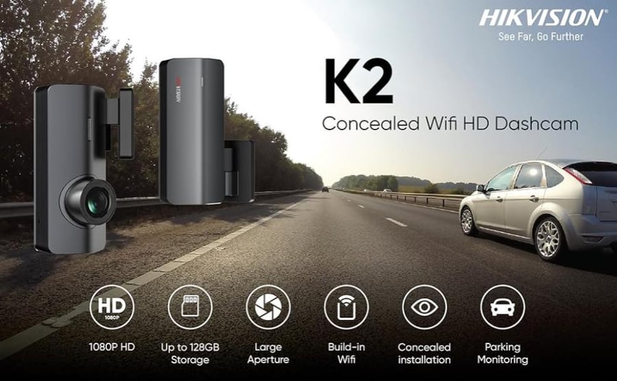 Hikvision K2 Dash Cam (1080P) with Wi-Fi and G-sensor