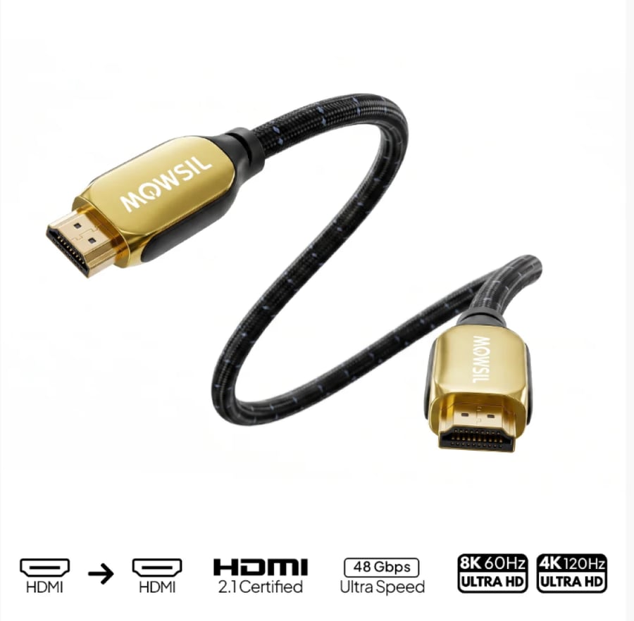 كابل توصيل HDMI فائقة السرعة بدقة 8K مع معيار 2.1 وطول 2 متر للشاشات والأنظمة المتقدمة