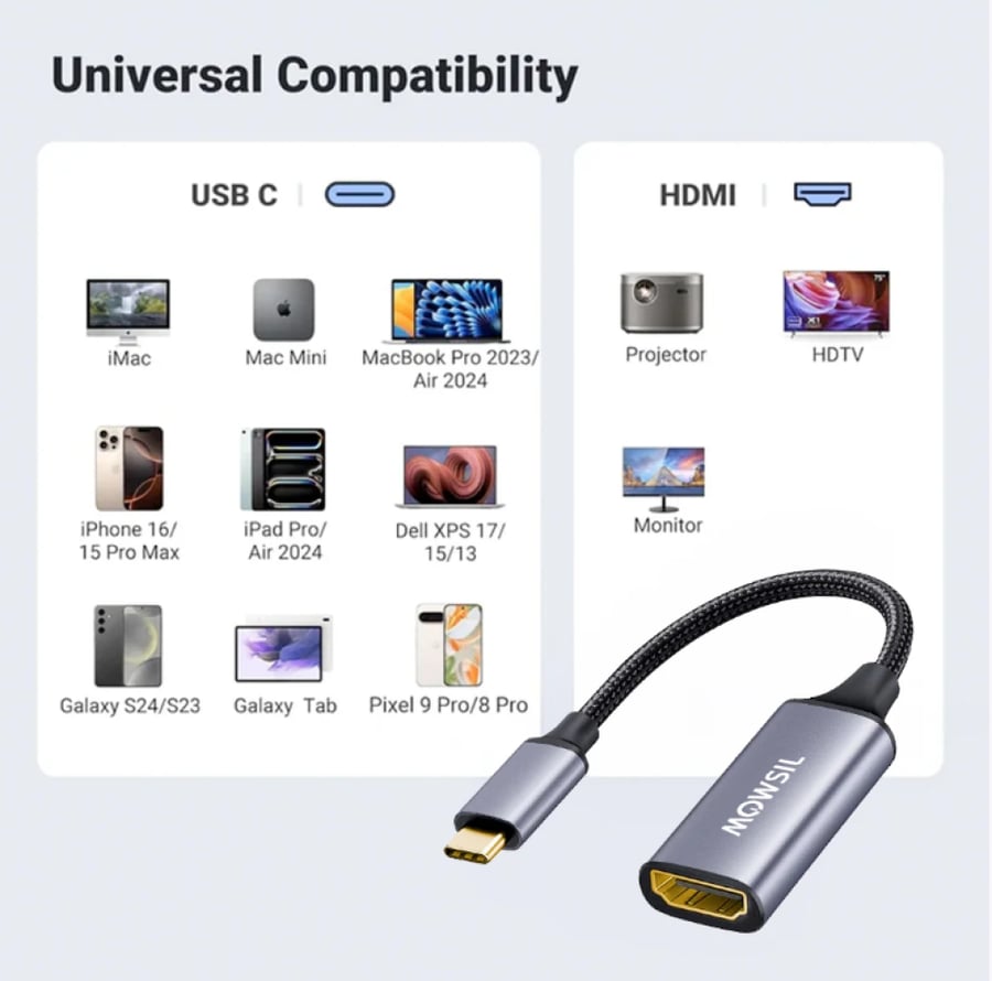 محول احترافي من Type-C إلى HDMI بعرض بدقة 4K لتوصيل الشاشات والبروجكترات
