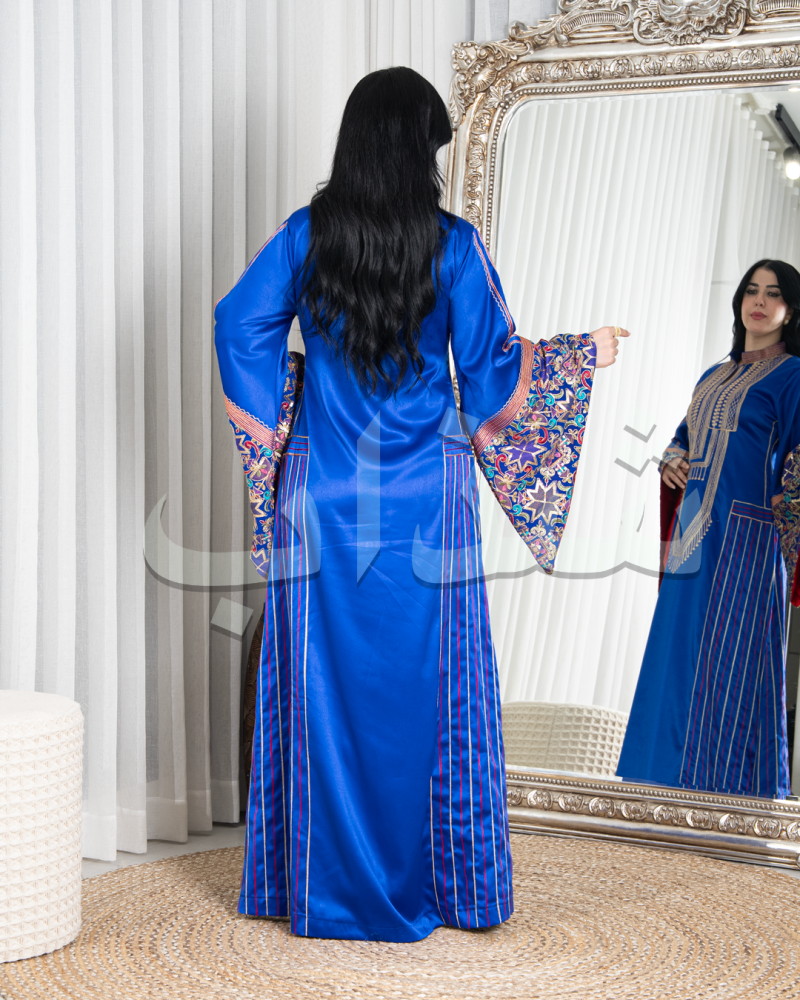 ثوب عسيري نيلي وأكمام هندية فاخره رقم 60