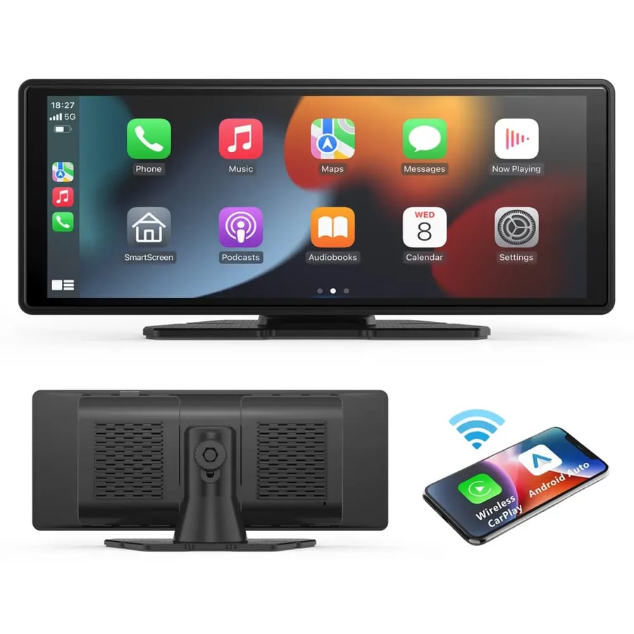 شاشة سيارة محمولة لاسلكية مع CarPlay وAndroid Auto