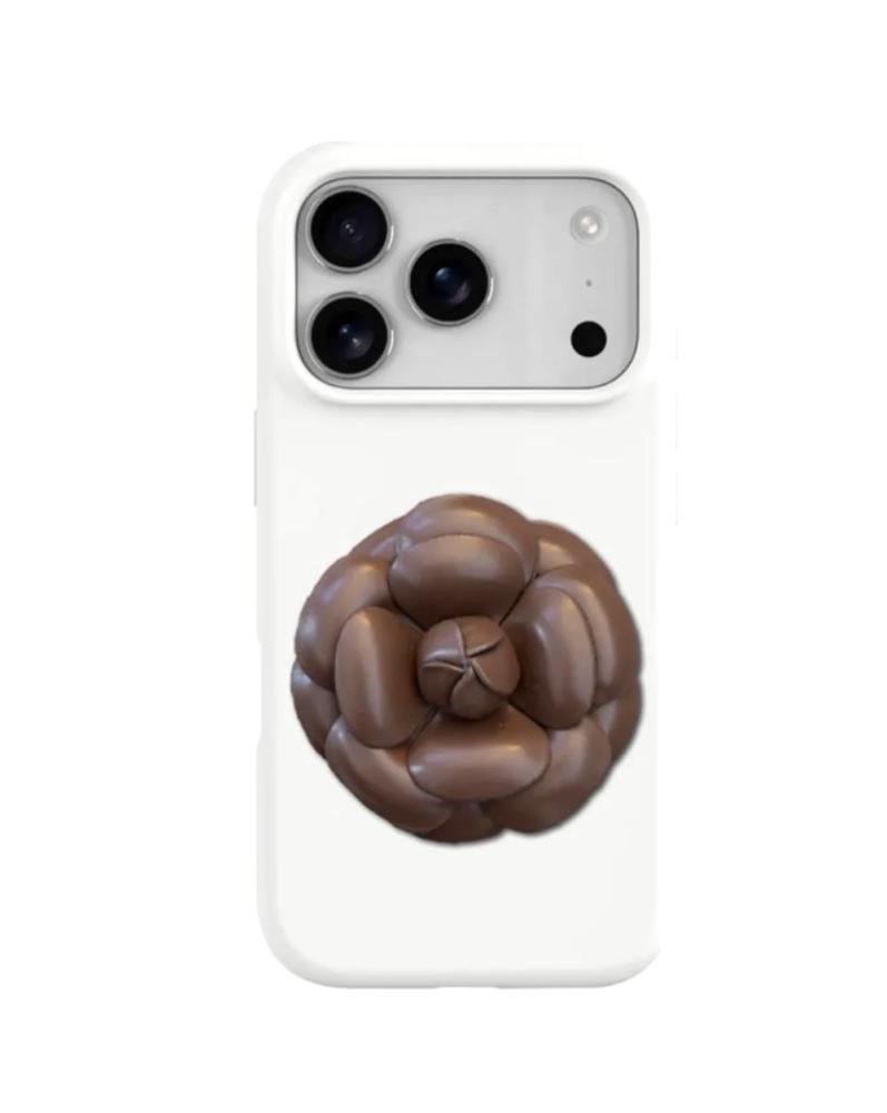 Brown flower with white case