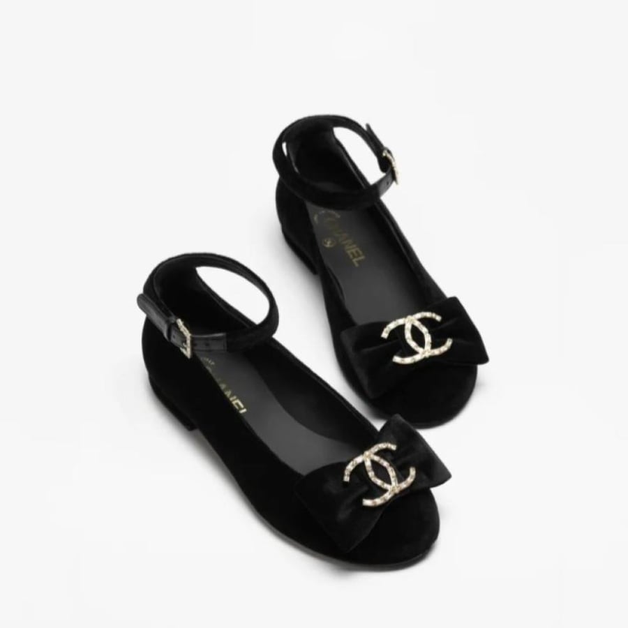 Chanel MARY JANES   Velvet, Strass & Metal  Black