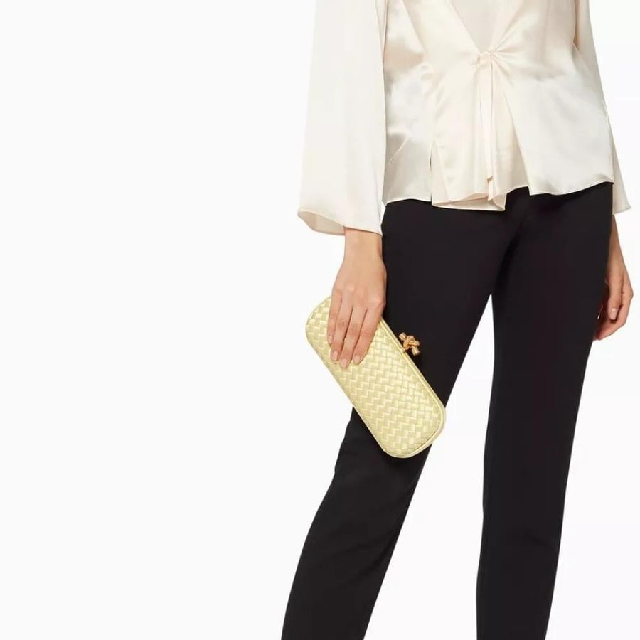 bottega Satin Knot Clutch