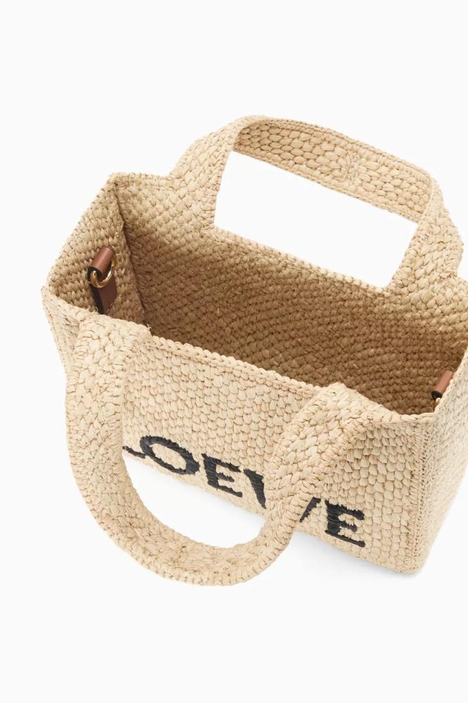 loewe Font Tote Bag in Raffia