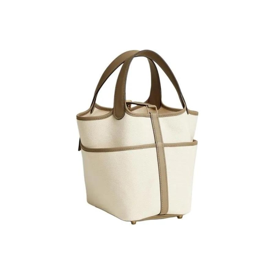 hermes Canvas and Leather Cargo Lock Picotin