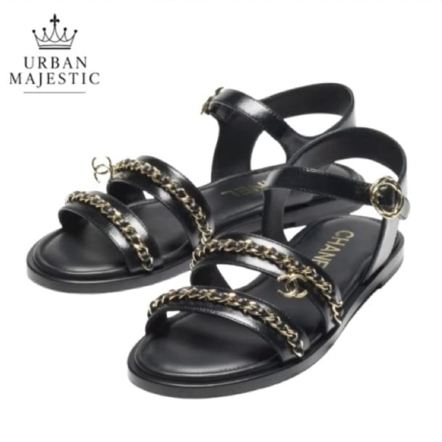chanel metal straps sandals