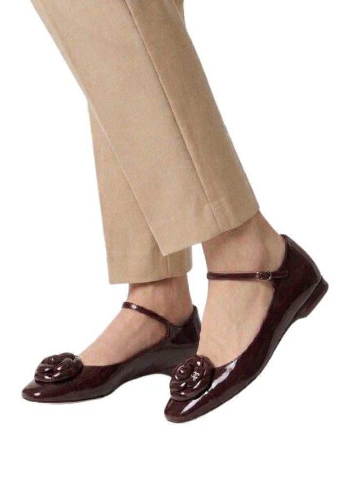 chanel patent Camellia Flat