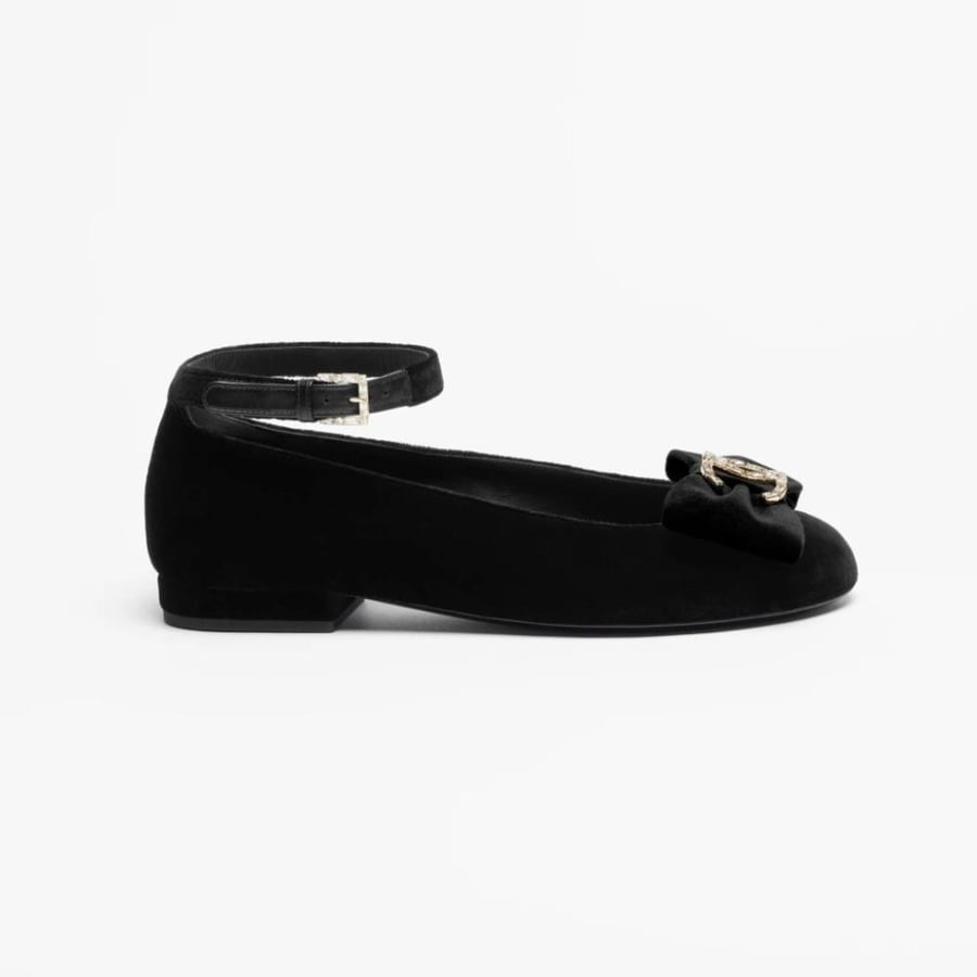 Chanel MARY JANES   Velvet, Strass & Metal  Black
