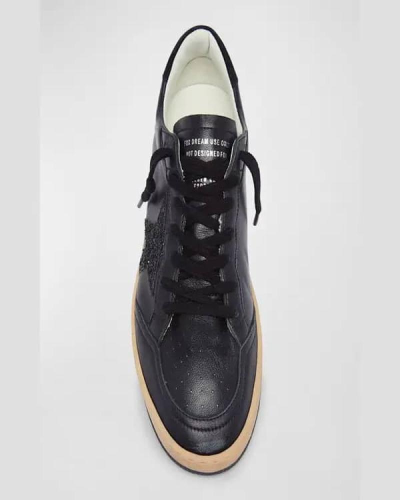 GOLDEN GOOSE  Ball Star Glitter Leather Sneakers - Black