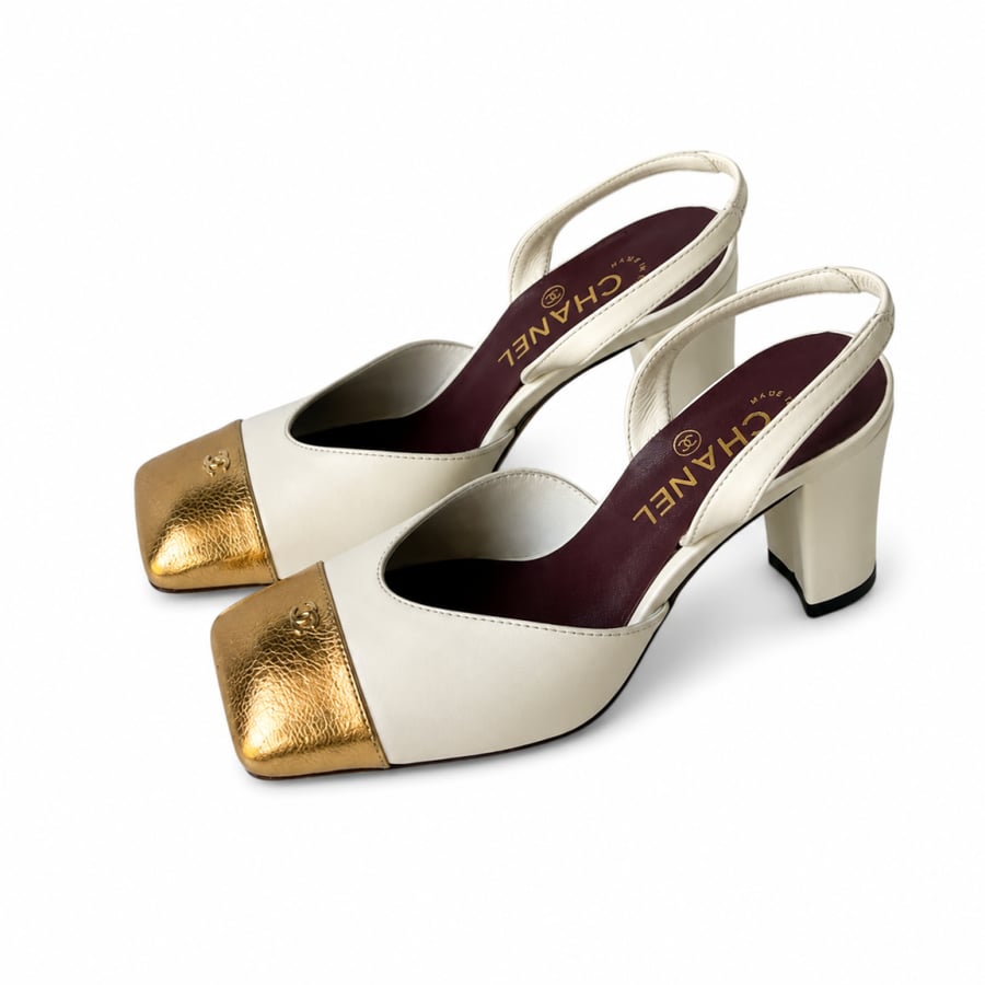 chanel square toe slingback pumps